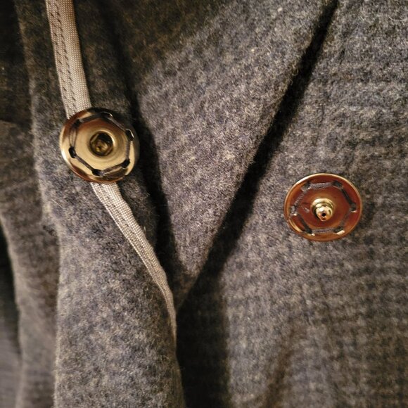 Armani Jeans 0 Blue Gray Tweed Ruffle Wool Fitted Blazer Jacket Twee Academia - Picture 4 of 8